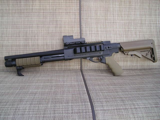 Remington 870 with Mesa Tactical High Tube Stock Adapter (available for Mossberg
