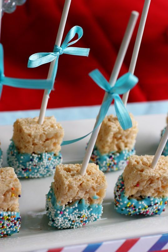 Rice Krispie Pops. These would be way easier than Cake Pops.
