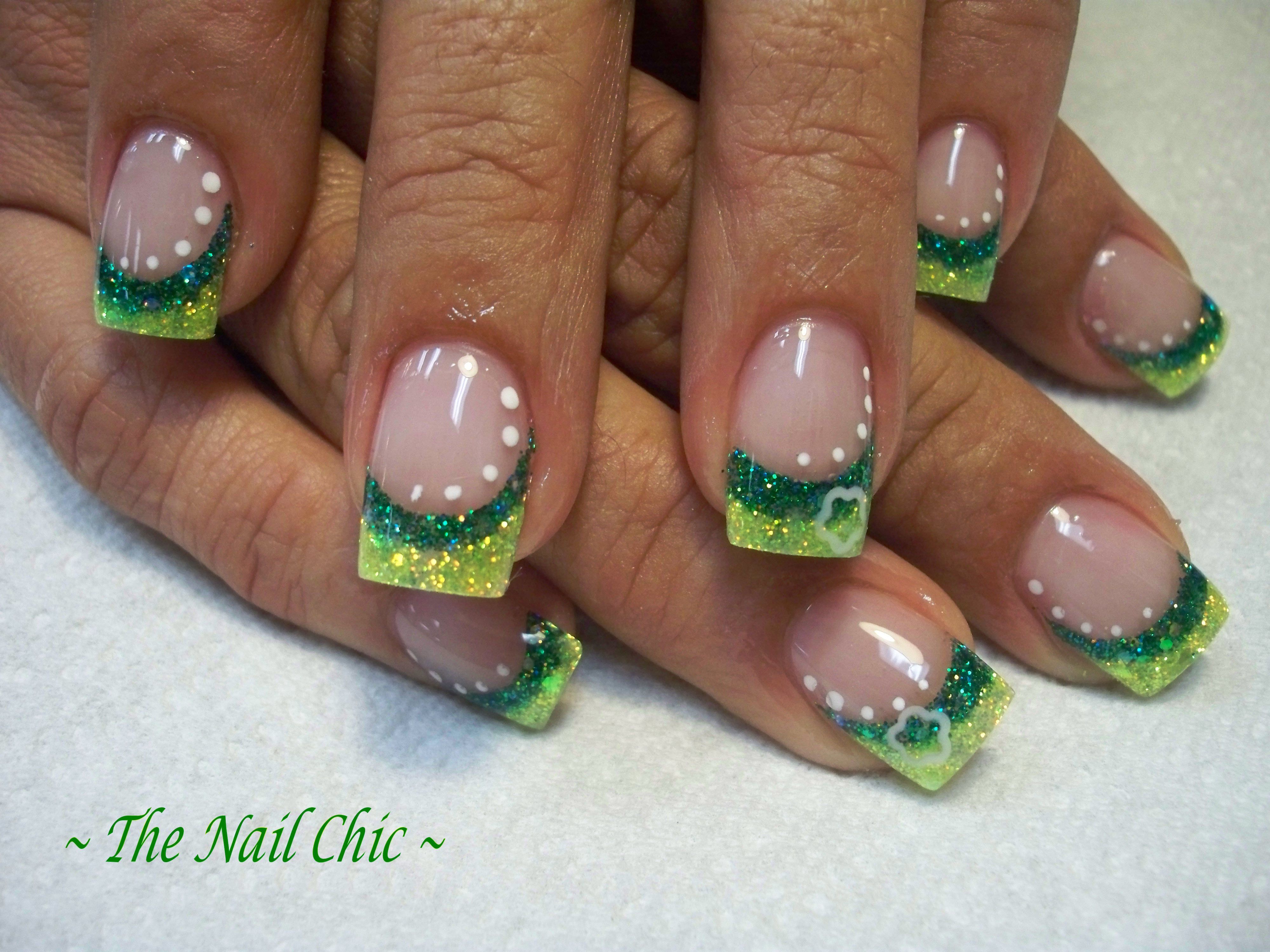 Saint Patricks day nail ideas …#green french nails #spring