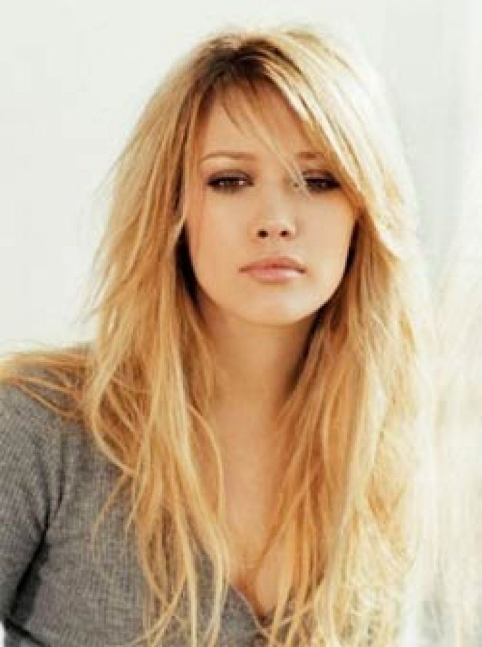 Side Swept bangs with long layered hair looks sassy love this hair