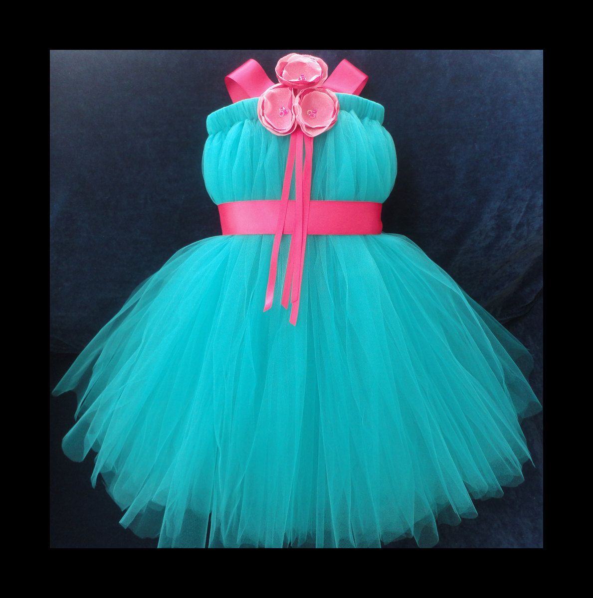 Teal Pink Flower Girl Dress Flowergirl Dresses by StrawberrieRose — different c