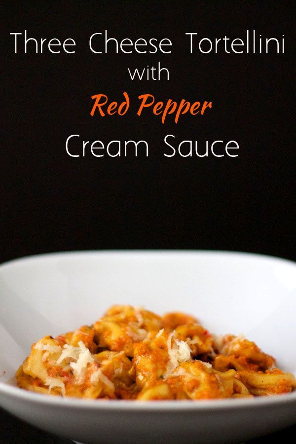Three Cheese Tortellini with Red Pepper Cream Sauce. This recipe only takes 20 m