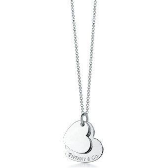 Tiffany & Co Mini Double Heart Tag Necklace