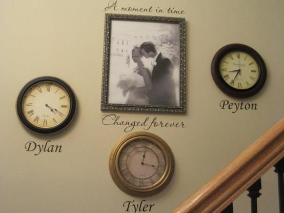 What a lovely and unique idea!  Stop the clock when the baby was born.  :)