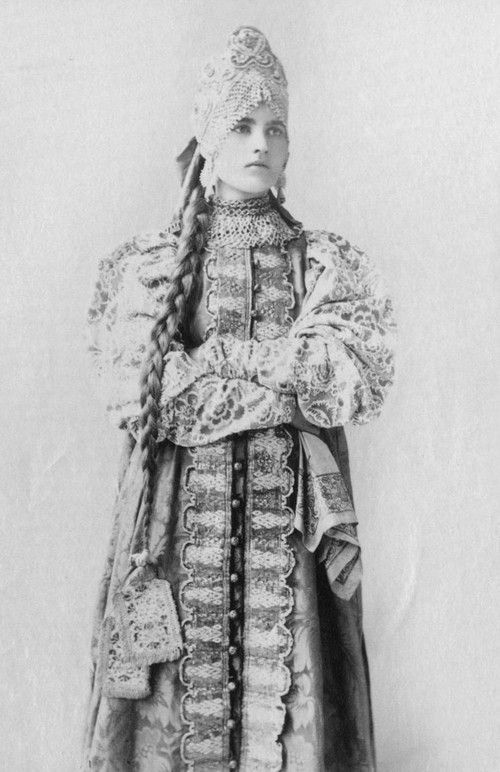 Young Woman wearing a traditional russian dress from her province – Central Russ