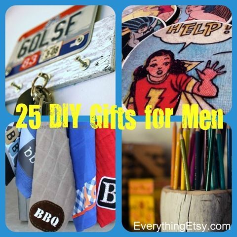 25 Handmade Gifts for Men from Etsy, plus links to lots of gift tutorials on the