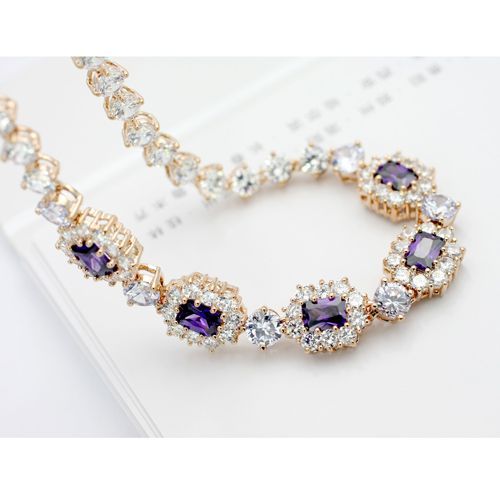 2pcs Elegant Golden Swarovski Crystal Sterling Silver Chokers Necklace | Stud Ea