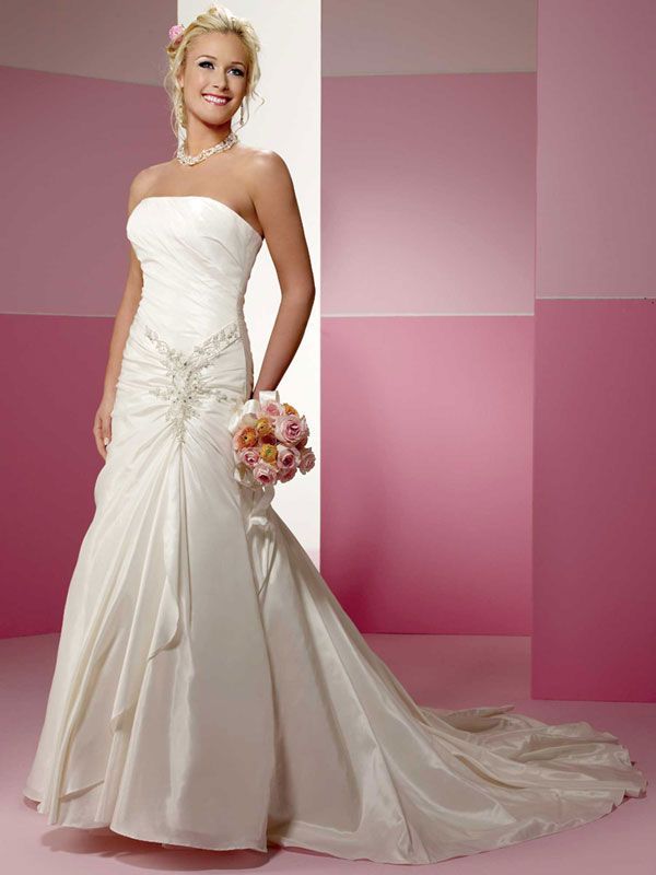 A-line taffeta sleeveless bridal gown with lace-up back