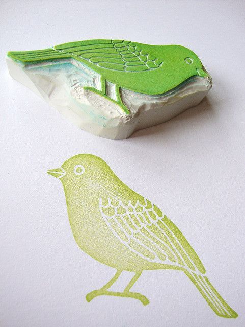 another hand carved bird stamp by minna//s