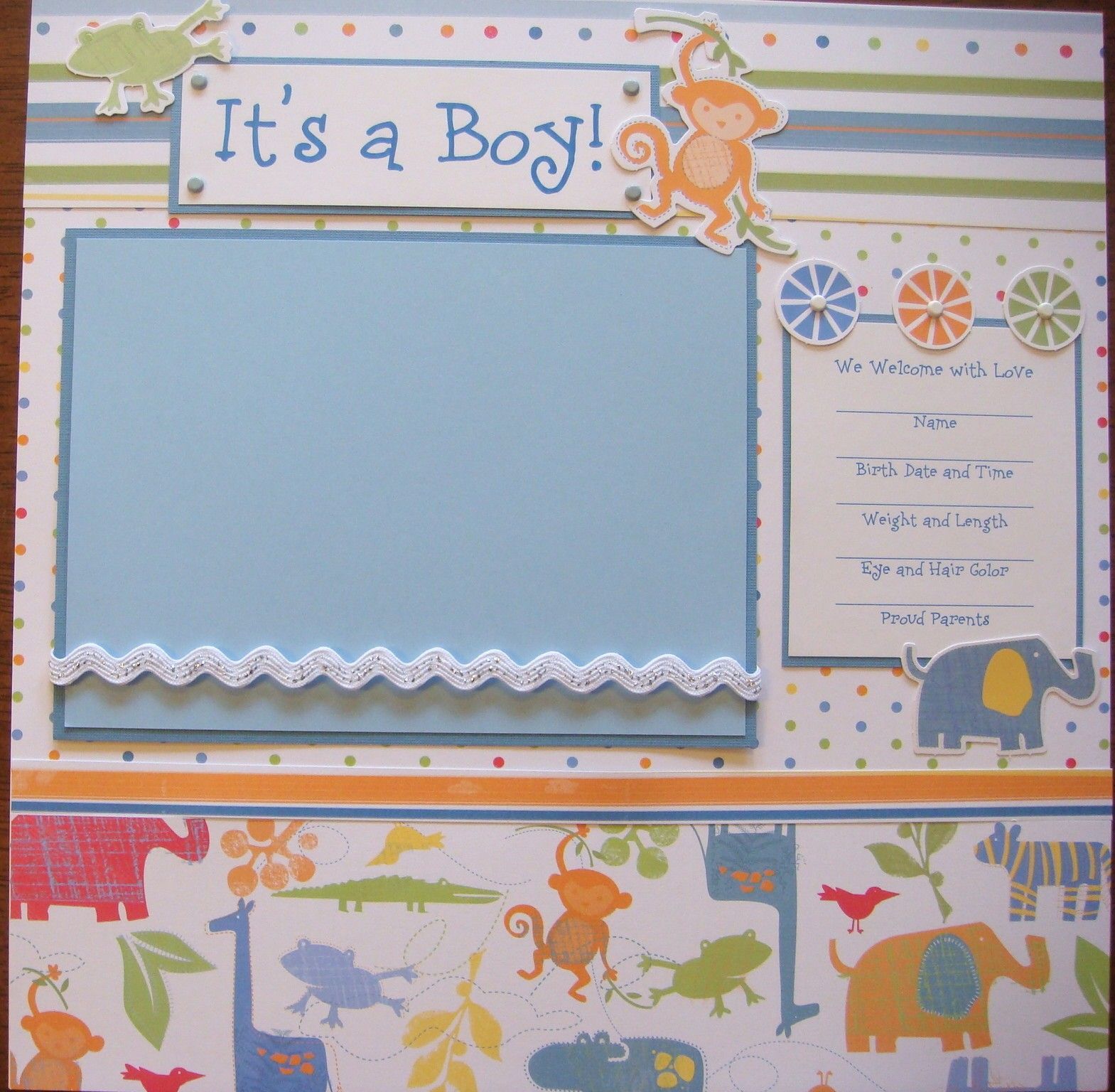 Baby Boy Scrapbook Layouts | BABY BOY SAFARI 20 Premade Scrapbook Pages by moder