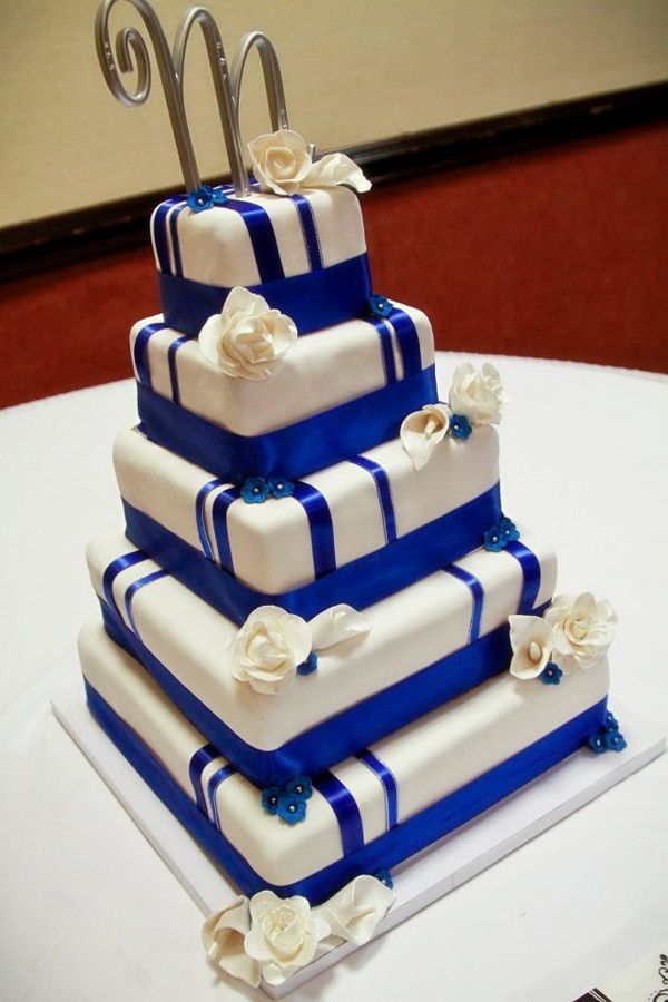 beautiful royal blue wedding cake