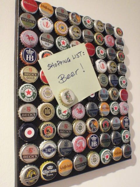 Beer Cap Magnet Board Gift idea for boyfriend, brother or Dads that love beer. F