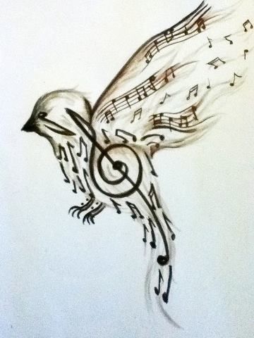 Bird Music Note Tattoo