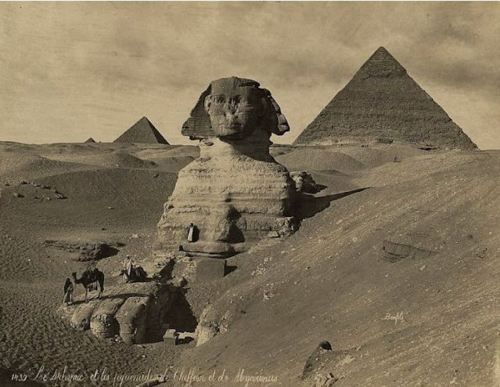 bonfils, Le sphynx et les pyramides de Cheffren et Mycrinus, Egypt, 1880