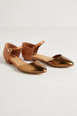 bronze and leather flats