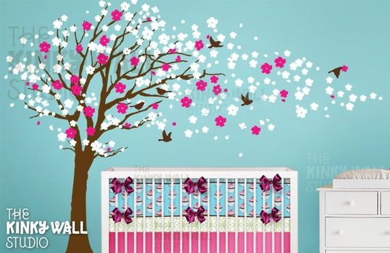 Cherry Blossom Tree Wall Decal , Baby, nursery wall decals Wall Sticker, Home de