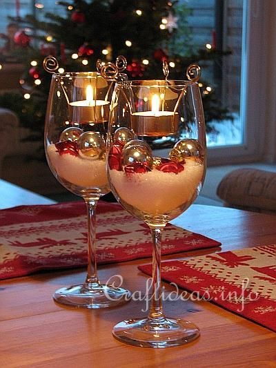 Christmas Table Decoration  Tealight Candle Glasses 22 Interesting DIY Wine Glas