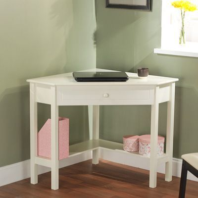Corner Desk – Antique White Small area to sit the laptop