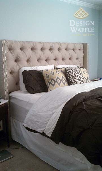 DIY tufted wingback headboard – in white for the spare room bed. Can also be a b
