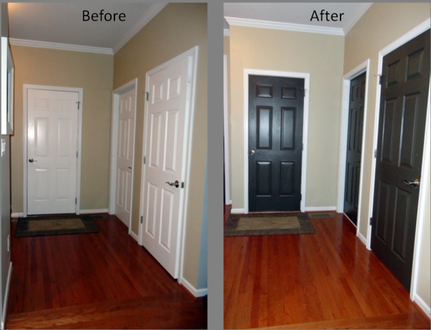 doors before and after  Valspar color: Bark 42001