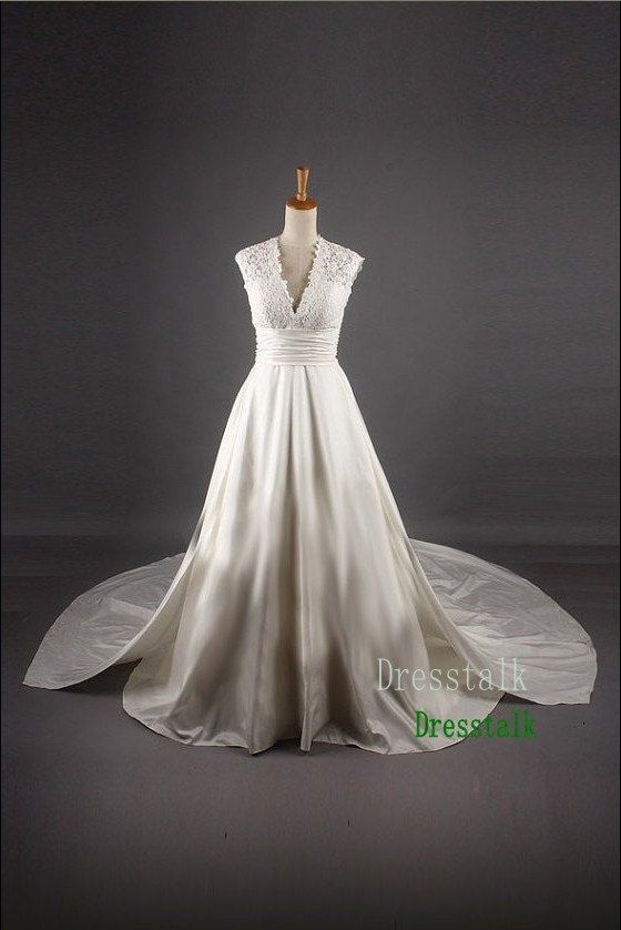 Empire Waist Lace Taffeta Wedding Dress Plus Size by dresstalk, $159.00