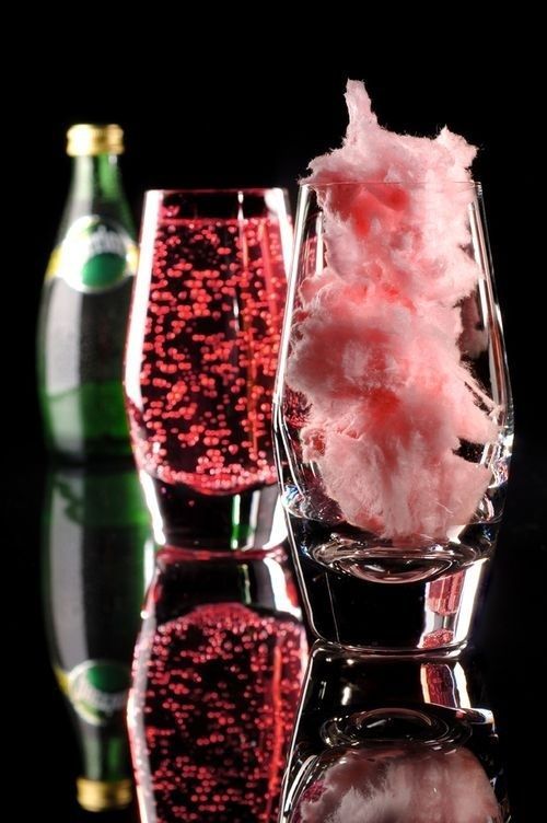 for new yrs. Fill glass with pink cotton candy and slowly pour champagne over it