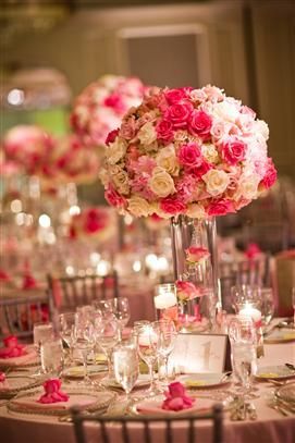 Going with a pink wedding? Try incorporating many different pinks into your flor