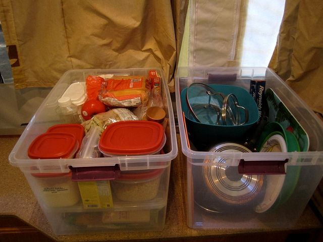 Kitchen Bins: #1 – Food stuffs in resealable containers #2 – cooking & eating st