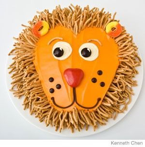 Lion Birthday Cake Design  How to make a lion birthday cake with chow-mein noodl