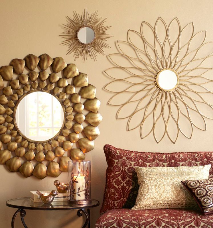 Mirrors with golden detail make a sophisticated statement