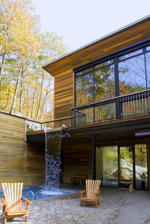 Modern Home. Waterfall into the swimming pool?!