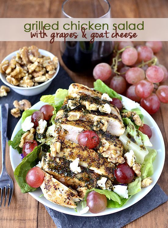 New Year Eats: Grilled Chicken Salad with Grapes and Goat Cheese | BHG Delish Di