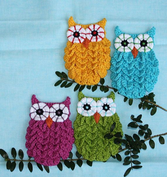Owl in Crocodile Stitch  Crochet Pattern Applique by CAROcreated, 4.50  These ow