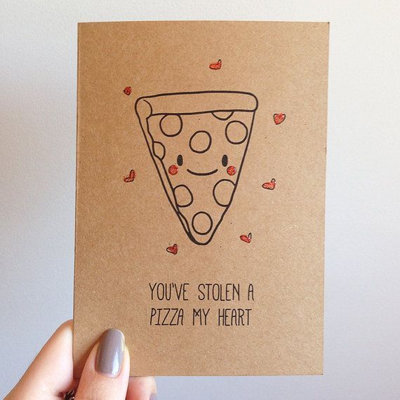 Pizza Pun Cute Love Valentines Card by SubstellarStudio on Etsy, $4.00