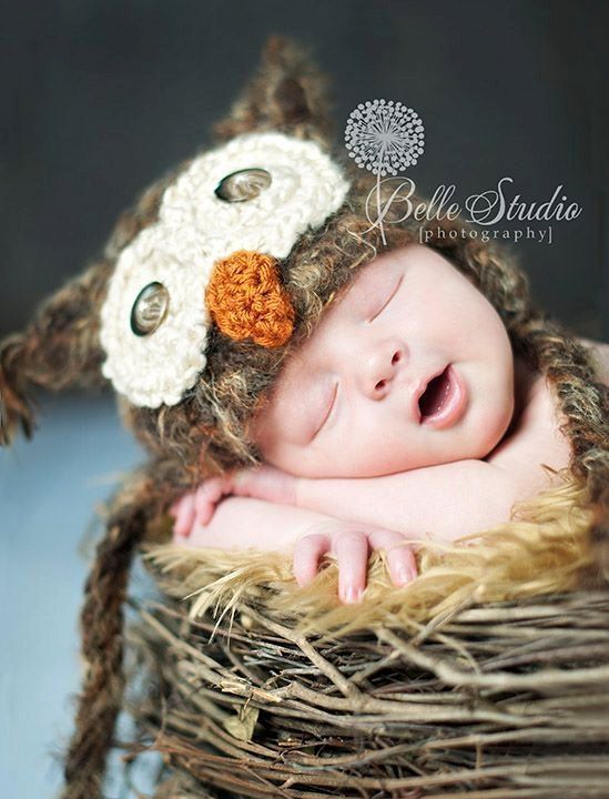 POPULAR Baby Owl Hat Newborn 0 3m 6m Fuzzy Brown Crochet SOFT Sale Photo Prop Cl