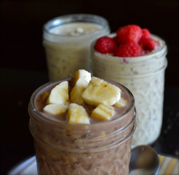 Refrigerator oatmeal with chia seeds, no cook, vegan OR leave it dry until ready