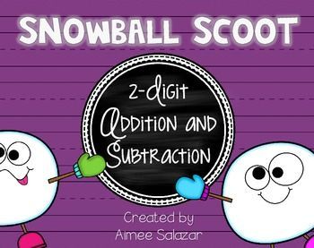 Snowball Scoot {2-Digit Addition and Subtraction} …with and without regrouping