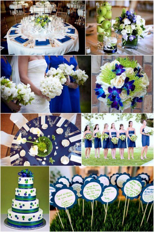 spring green and navy blue wedding color theme… I am thinking this is what you
