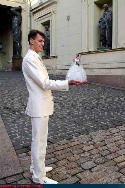 The “tiny bride” perspective pic. | 42 Impossibly Fun Wedding Photo Ideas Youll