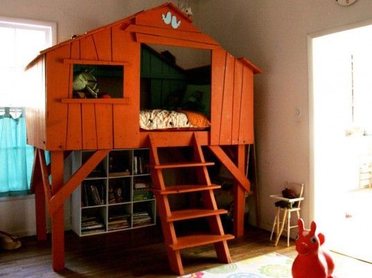 treehouse bed, cool beds, kids beds, diy treehouse, build a treehouse bed, tree
