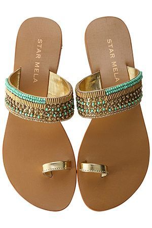 Turquoise & gold sandals
