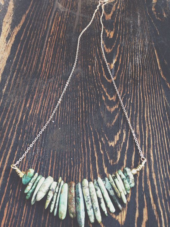 Turquoise Point Necklace – Raw Crystal Jewelry – Turquoise Jewelry – Turquoise N