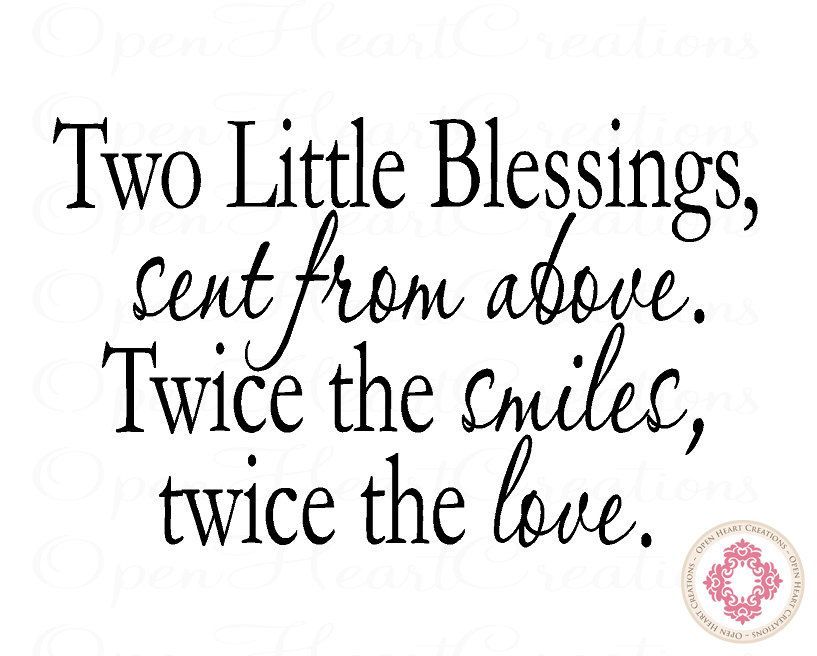 Two Little Blessings Sent From Above – Twin Nursery Wall Decal – Nursery Wall Sa