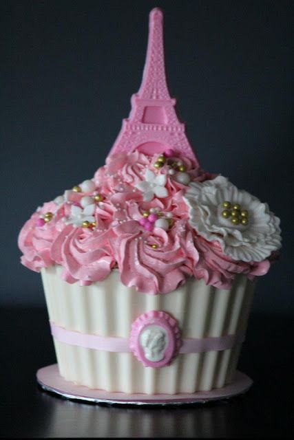 Unique cupcake idea for a Paris or French themed wedding reception or bridal sho