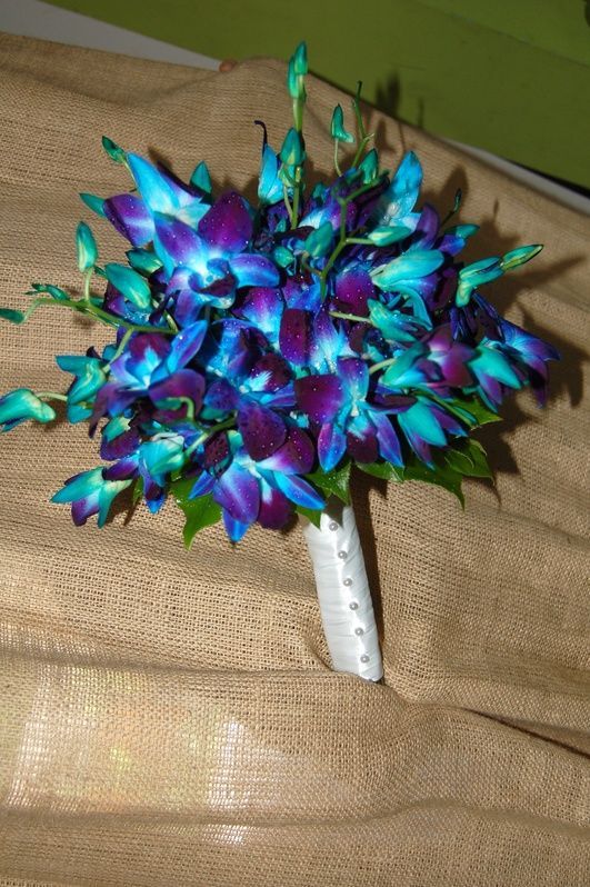 Wedding Bouquets – GG Bloom  Dyed Blue Dendrobium Orchids  Great for a Beach Wed