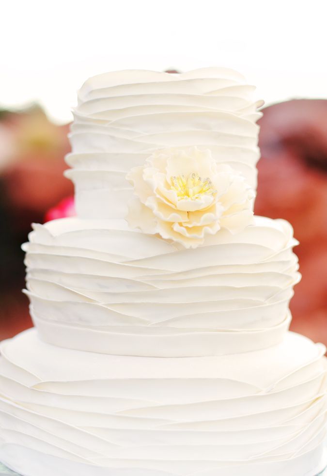 White wedding cake by Biancas Designer Cakes. Like this idea but with a pink flo