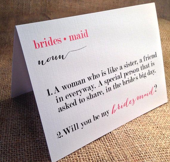Will you be my Bridesmaid, Matron/Maid of Honor, Wedding Party Card, Card with E