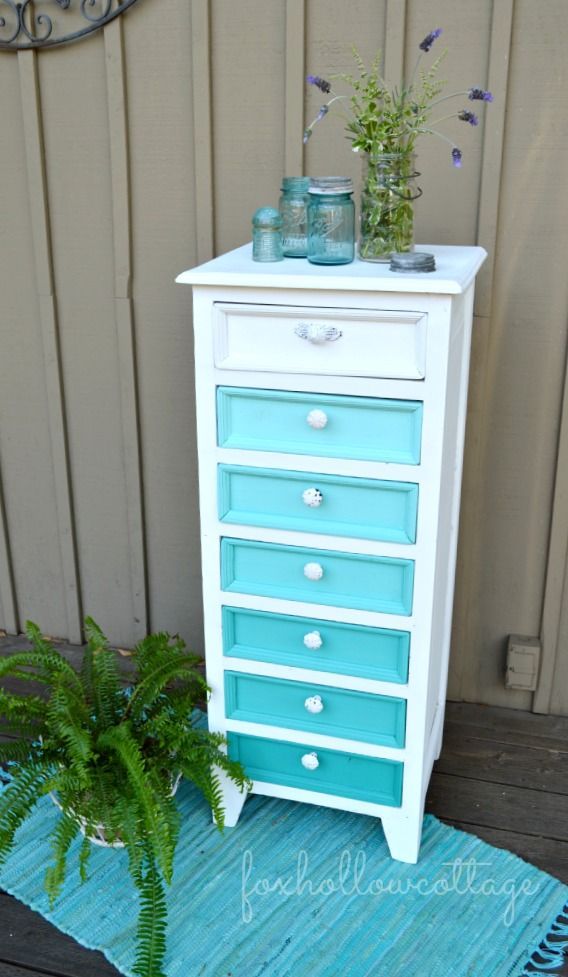 Aqua ombre dresser chest – #diy #home #decor #paintedfurniture