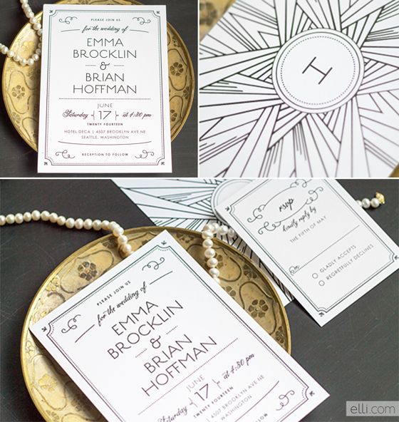 Art Deco wedding invitations … perfect for how popular 1920s / Gatsby themed w