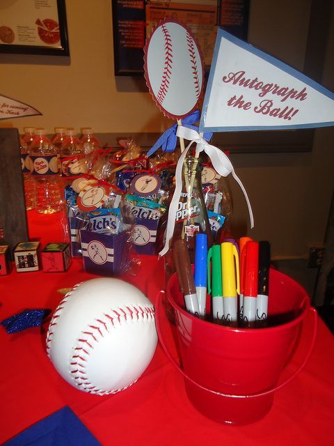 Autograph the ball- For all the guests to sign! I love this idea w/ maybe a foot